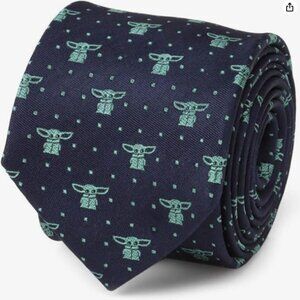 Star Wars Mandalorian The Child Dotted Navy Boy's Zipper Tie - Little Kids